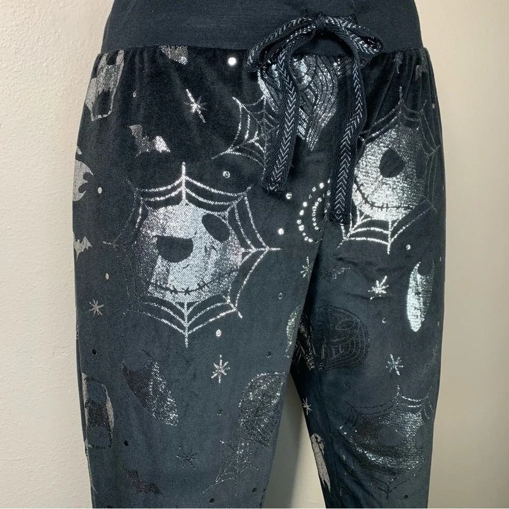 M Disney Nightmare Before Christmas Black Silver Pajama Pants Stretch Medium